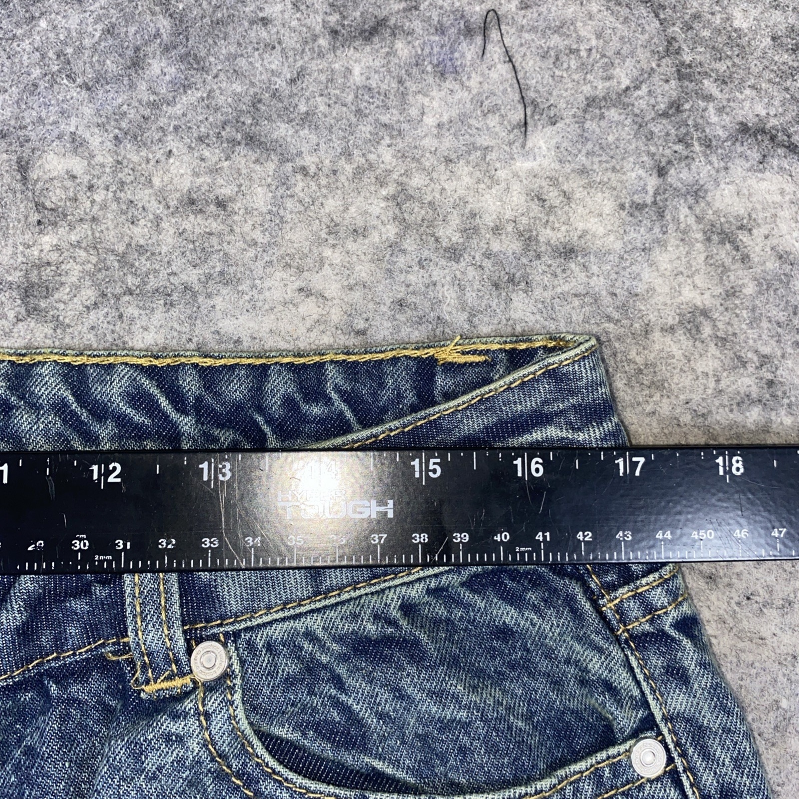 Boohoo Jeans Women's 12 Tall Vintage Blue High Waisted Straight Leg Gunge Skater — image 7 of 8